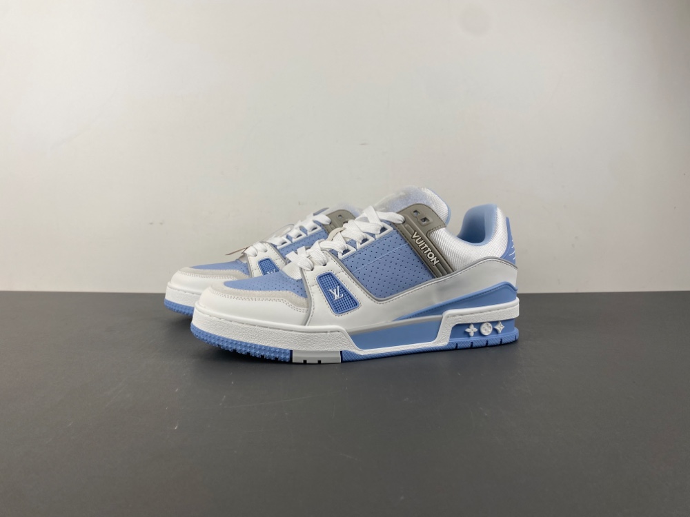 Louis Vuitton LV trainer white blue
