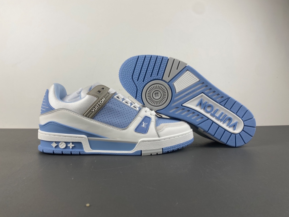 Louis Vuitton LV trainer white blue