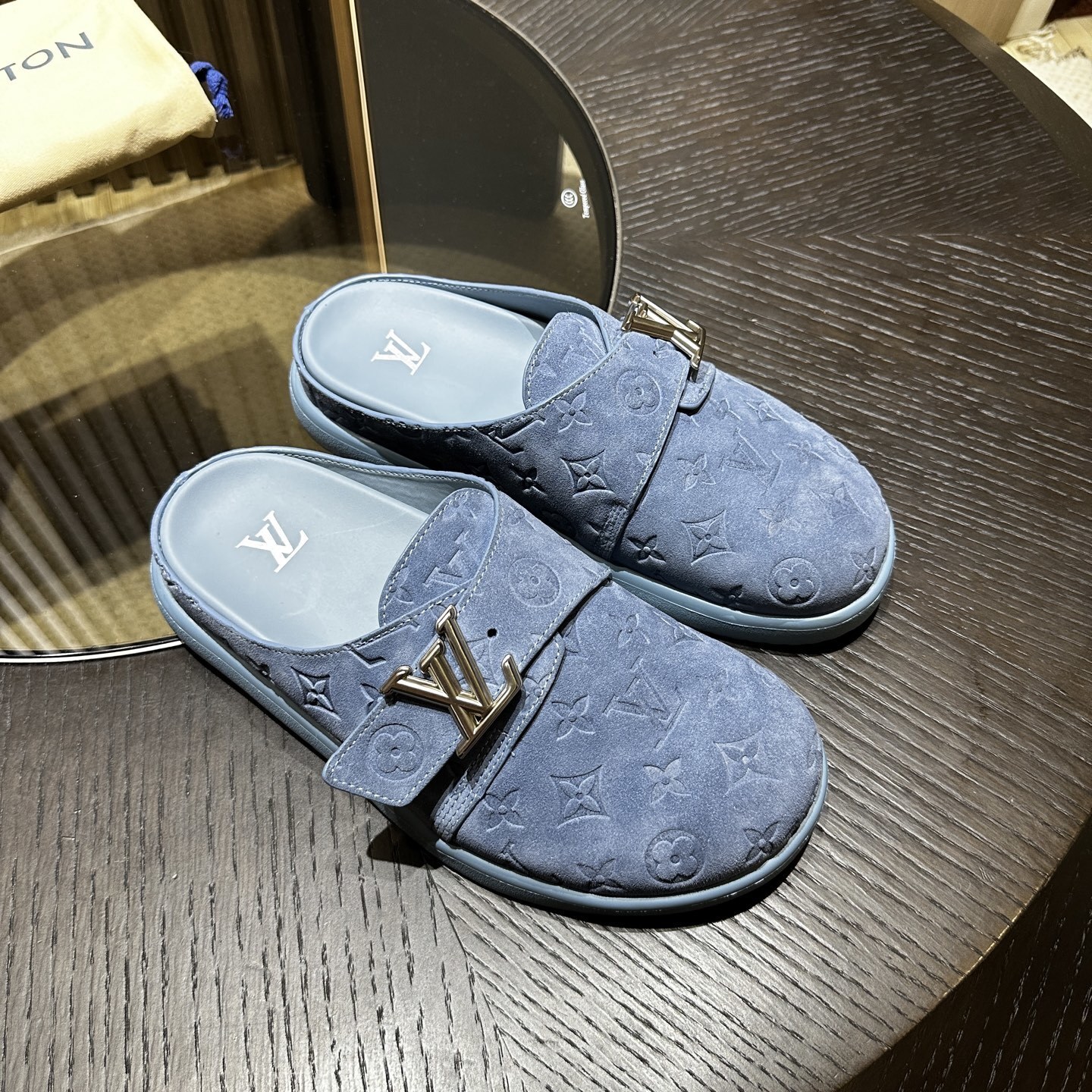LV Easy blue sandals slides 02