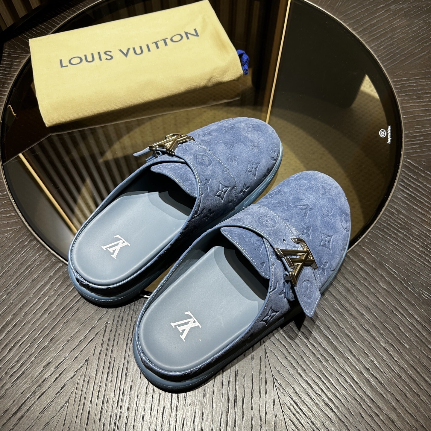 LV Easy blue sandals slides 02