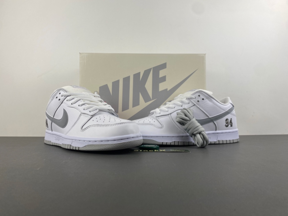 Nike SB Dunk Low Supreme 94 White Metallic Silver HQ8487-100