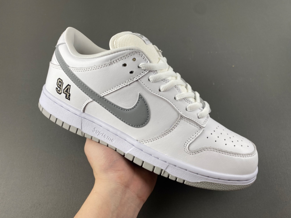 Nike SB Dunk Low Supreme 94 White Metallic Silver HQ8487-100